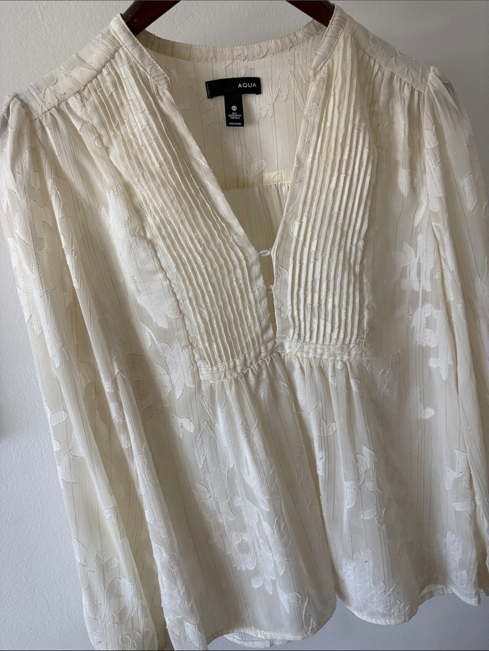 Aqua Cream V Neck Blouse